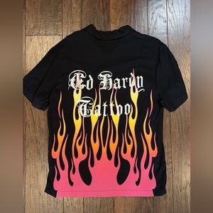 Ed Hardy Fire Heart Collar Button Up Shirt